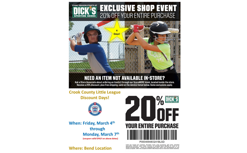 20% OFF AT DICK'S SPORTING GOODS!!!